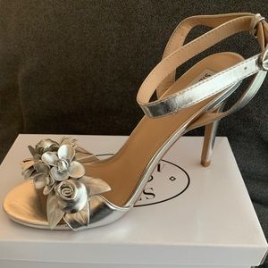 Cute Silver Ankle Strap Heel
